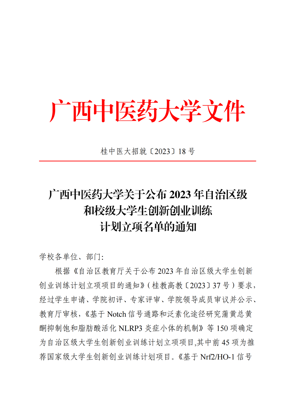 beat365平台官方网站关于公布2023年自治区级和校级大学生创新创业训练计划立项名单的通知_00